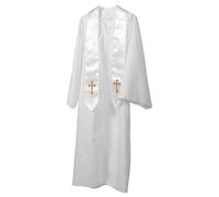 LRXIYODE Vestito da Prete Uomo Stola in Poliestere Bianco, Costume Cosplay Comodo e Dai Colori Vivaci per Cerimonie Religiose e Feste