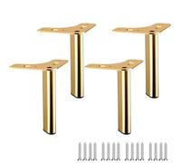 LRYELWA 4 Pcs Gambe per Mobili Piedini Triangolari in Metallo per Divani,Piedi di Supporto per Tavolo,Ricambio fai da te,per Armadietti,Letto,Tavolini,Poltrone,Comodino,con Viti (Oro,8cm)