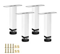 LRYELWA 4 Pcs Piedini Regolabili per Letto,Piede per Supporto a Doghe in Forma T,Gambe Regolabili per Mobili,Gambe di Supporto e Robuste per Telaio del Letto,con Viti (Nero Opaco,15cm-17cm)