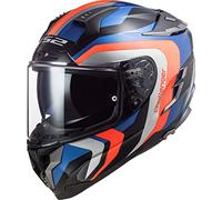 LS2 1032740523XL Casco Moto Full Face FF327 Challenger Galactic, Unisex, Blu/Arancione, 3XL