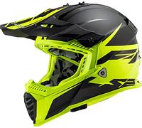 LS2 404373254XS Casco Motocross MX437 Fast Evo Roar, Unisex, Nero Opaco/Giallo Fluo, XS