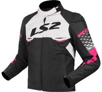 LS2 Apex impermeabile Giacca tessile moto da donna, nero-bianco-rosa, taglia 4XL per donne