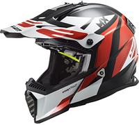 LS2, Casco cross moto Fast evo mini strike black white red, YS