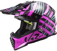 LS2 MX437 Fast Evo Verve Casco Motocross, nero-rosa, taglia 2XL per maschi