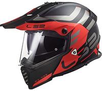 LS2, Casco cross moto Pioneer Adventurer mat black red, S