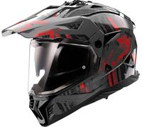 LS2 MX702 Pioneer II Crazy Casco da motocross, nero-grigio-rosso, taglia XL per maschi