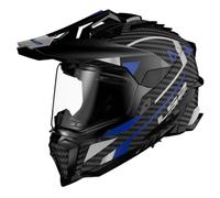 LS2 Casco Explorer C Adventure MX701 nero/blu | visiera trasparente | chiusura doppia D | carbonio | adatto per motorini / ciclomotori / moto