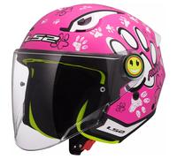 LS2 Casco Jet Bimbo Bimba OF622 Funny II 2 Paws Pink Rosa Lucido E22.06