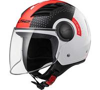 LS2, Casco jet de moto Airflow condor, L, Nero, bianco, rosso
