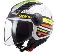 LS2, casco jet de moto airflow ronnie, bianca, verde, xs