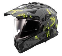 LS2 - CASCO MOTO ADVENTURE MX702 PIONEER II CRAZY NERO/GIALLO FLUO