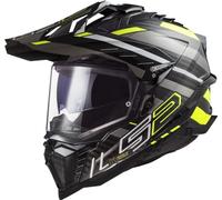 LS2, Casco Moto Cross EXPLORER CARBON EDGE Black H-V Yellow Titanium, XXL
