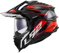 LS2, Casco Moto Cross EXPLORER SPIRE Black Titanium Red, XXL