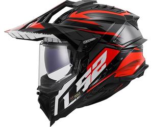 LS2, Casco Moto Cross EXPLORER SPIRE Black Titanium Red, XXL