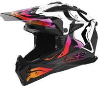 LS2 MX708 Fast II Wash Casco da motocross, nero-bianco-rosso, taglia S