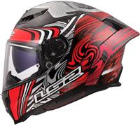 LS2 FF807 Dragon Enthum Carbon Casco, bianco-carbone-rosso, taglia XS per maschi