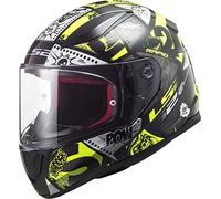 LS2, Casco Moto Integrale per Bambini RAPID MINI VIGNETTE Black H-V Yellow, L