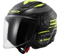 LS2, Casco Moto Jet AIRFLOW II Brush black yellow, XS