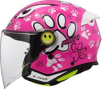 LS2, Casco Moto Jet Bambino FUNNY II PAWS Gloss Pink, L