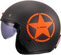 LS2, Casco Moto Jet BOB II CARBON STAR Orange, XS