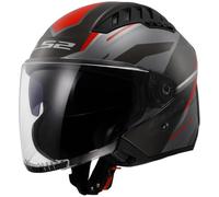 LS2 Helmets Casco moto Jet COPTER II OF600 Diston lucido grigio/rosso Taglia S