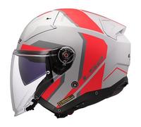 LS2 Casco Jet OF603 Infinity II Focus Grigio-Rosso Taglia L per maschi