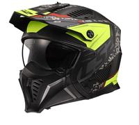 LS2, Casco Moto Jet/Modulare DRIFTER DEVOR Matt Black H-V Yellow, L