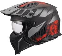 LS2 Helmets Casco Crossover OF606 Drifter Gas Grigio Rosso Opaco XS