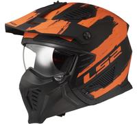 LS2, Casco Moto Jet Modulare DRIFTER MUD Matt Black Orange, S