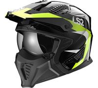 LS2, Casco Moto Jet/Modulare DRIFTER TRIALITY Gloss Black H-V Yellow, M