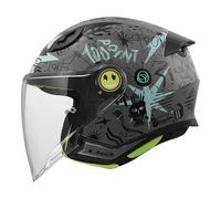 LS2, Casco Moto Jet per Bambino FUNNY II SCRIBBLE Grey Blue, L