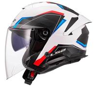 LS2 Casco Jet OF618 Verso II Air Bianco/Blu/Rosso Taglia M