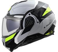 LS2, Casco Moto Modulare ADVANT II TRIPLE Light Grey H-V Yellow, XXL