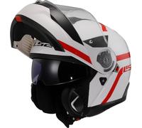 LS2, Casco Moto Modulare STROBE II AUTOX Gloss White Red, S