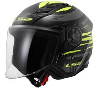 LS2, Casco Moto Jet AIRFLOW II Brush black yellow, M