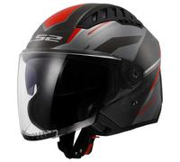 Casco Jet Ls2 OF600 Copter II Diston Grigio Rosso Lucido XL