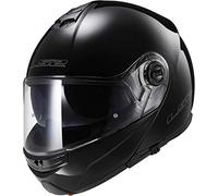 LS2 Custodia anteriore moto casco FF325 Strobe solido adulto moto touring Adventure modulare Flip Up casco, colore: Nero lucido