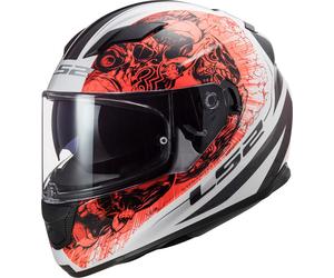 LS2 FF320 Stream Evo Throne Casco, bianco-arancione, taglia 2XL per maschi