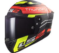LS2 FF805 Thunder Black Attack Carbon Casco, rosso-giallo, taglia XS per maschi