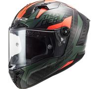 LS2 FF805 Thunder Chase Carbon Casco, nero-verde-arancione, taglia 2XL per maschi