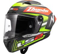 LS2 FF805 Thunder GP Black Replica Carbon Casco, nero opaco/neon, Taglia XL (61/62)