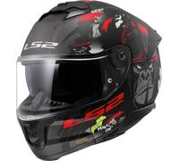 LS2 FF808 Stream II Angry Monkey Casco, nero-rosso, taglia XS per maschi