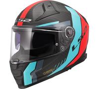 Casco Integrale Ls2 FF811 Vector II Carbon Grid Rosso Cyan 4XL