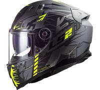 LS2 FF811 Vector II Techbot, casco integrale XXS male Opaco Nero/Grigio Scuro/Grigio/Giallo Fluo