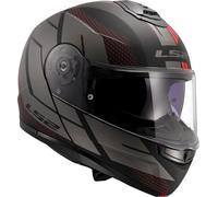 LS2 FF908 Strobe II Code, casco flip up XS male Opaco Nero/Grigio/Rosso