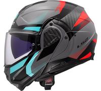 LS2, Casco Moto Modulare ADVANT II TRIPLE Nardo Grey Blue Red, XS