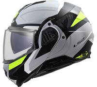 LS2, Casco Moto Modulare ADVANT II TRIPLE Light Grey H-V Yellow, XS