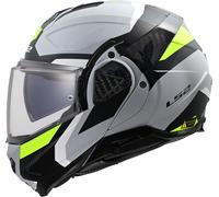 LS2 FF910 Advant II Triple, casco modulare XXL male Opaco Grigio Chiaro/Nero/Giallo Fluo