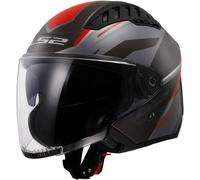 Casco Jet Ls2 OF600 Copter II Diston Grigio Rosso Lucido XS
