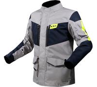 LS2 Metropolis Evo impermeabile Giacca tessile moto, grigio/blu scuro/giallo neon, Taglia 4XL